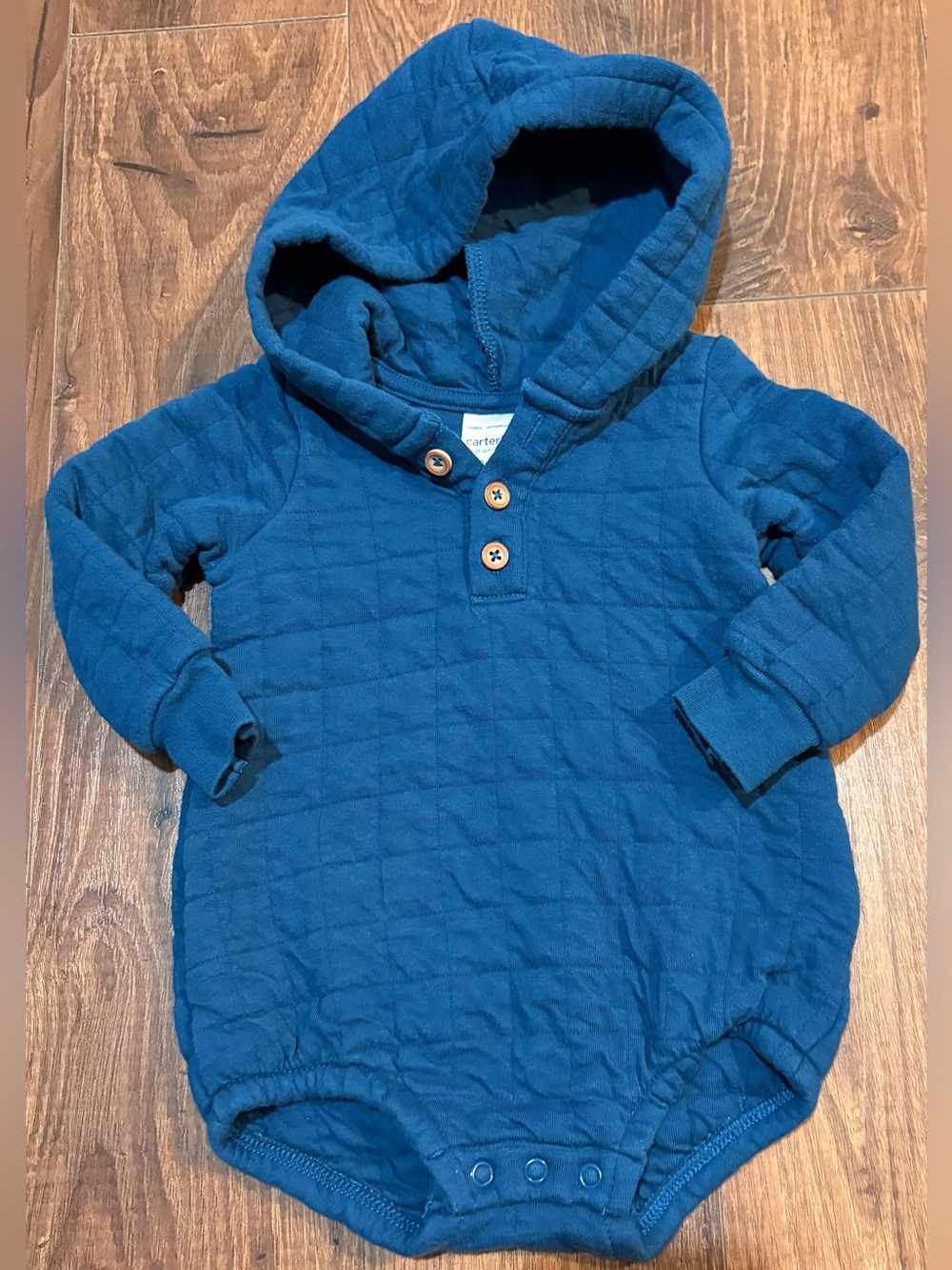 Carter's Quilted Hooded Blue Baby Onesie